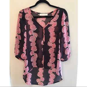 Boutique- Rose Top with Gold Button details